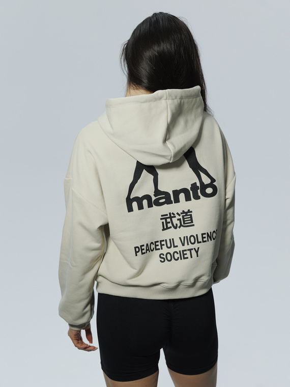 MANTO damska krótka bluza z kapturem SOCIETY beżowa