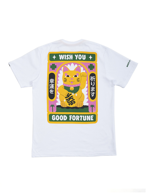 MANTO t-shirt LUCKY CAT biały