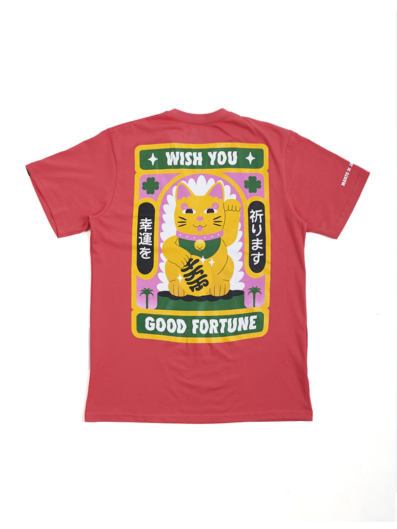 MANTO t-shirt LUCKY CAT koralowy